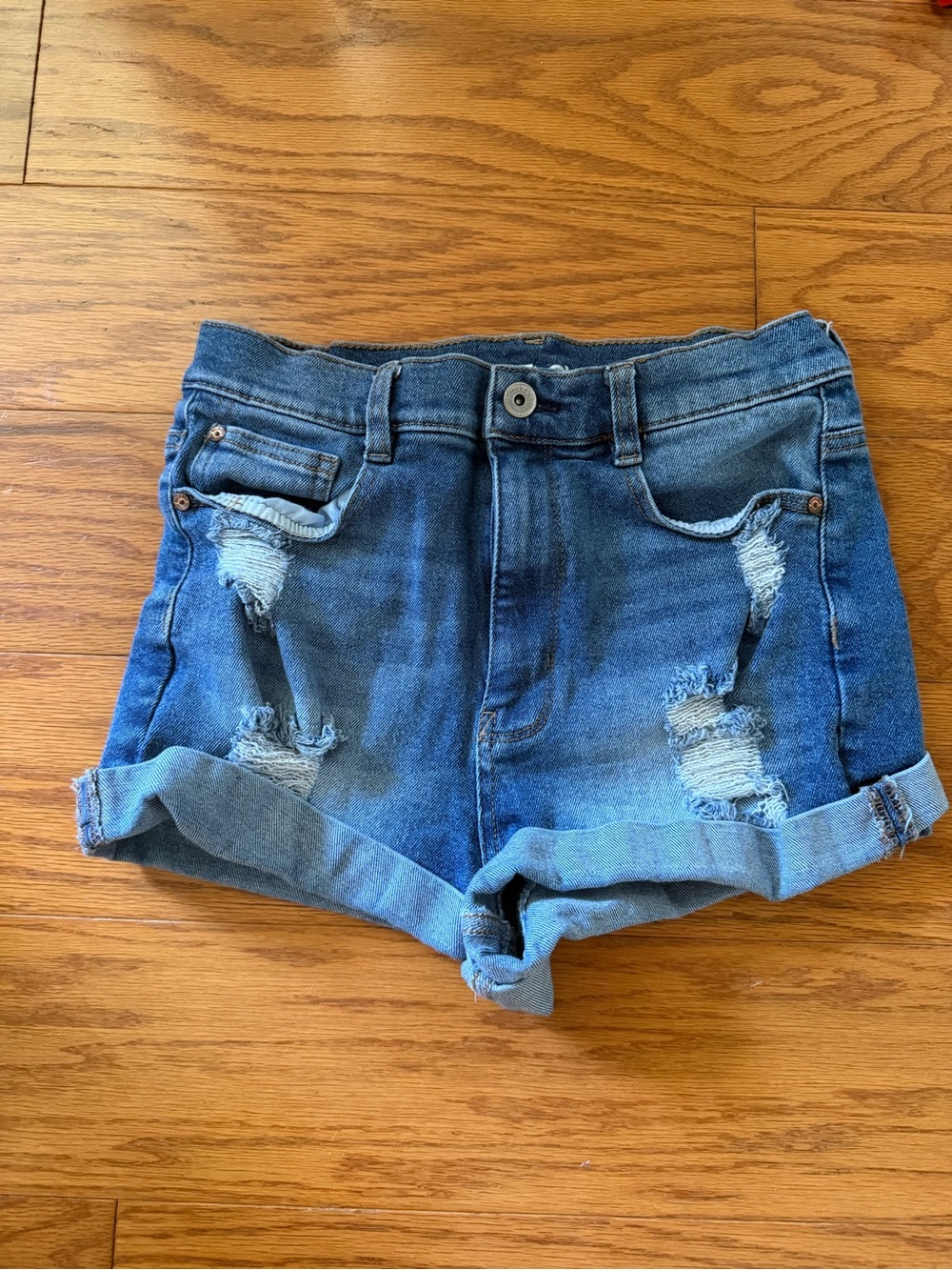 Wallflower stellar High-Rise Distressed Denim Jean Shorts - Blue 9